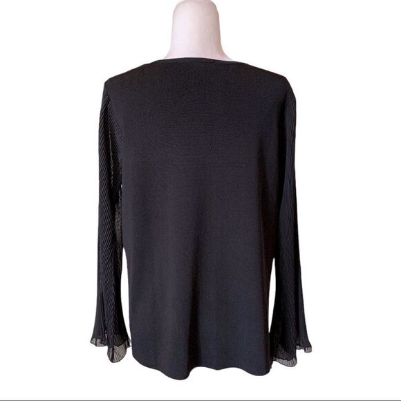 NWT I-N-C International black sweater pleated chiffon bell sleeves 0X/XL $89.50 - Picture 5 of 11